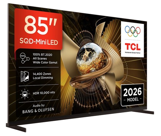 TCL 85" SQD Mini-LED TV 85X11L, Premium 4K, Google TV, 144 Hz, Bang & Olufsen audio