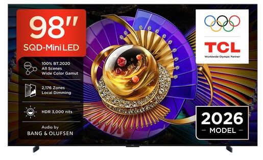 TCL 98" SQD Mini-LED TV 98C7L, Premium 4K, Google TV, Dolby Vision IQ, HDR10+, Bang & Olufsen audio