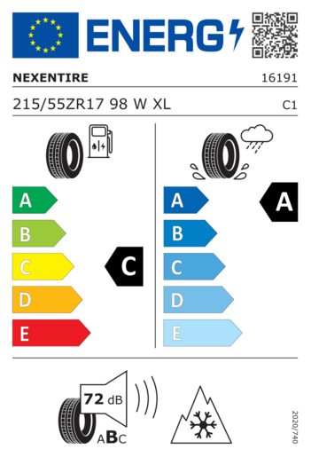 Nexen 215/55R17 Nblue 4 season 2 98W XL,Pot: C,Pri: A,Buka: 72dB