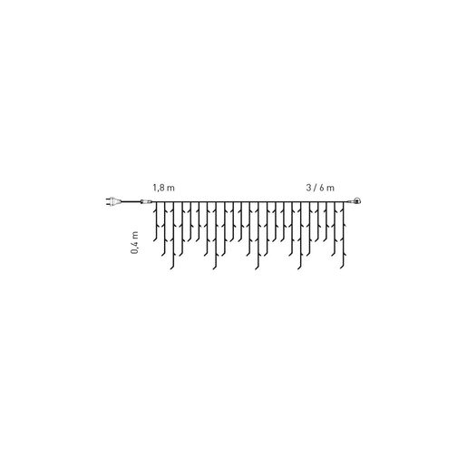 DEKORTREND KONTAKT vanjska LED ledenica 6 x 0,4 m, 197 LED, toplo bijela