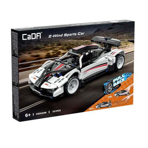 KAZOO STEM Pull back trkaći auto, 1:18, crno-bijeli, 321 dijelova