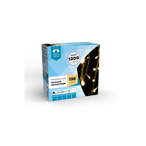 DEKORTREND Crystalline spojiva LED ledenica 2 x 0,9 m, 138 LED, toplo bijela, prozirni kabel