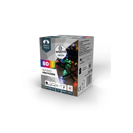 DEKORTREND Basic vanjske LED lampice na baterije, 80 LED, šarene, s timerom