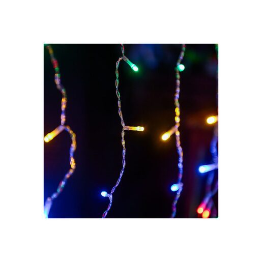 DEKORTREND spojiva LED ledenica 3 x 0,4 m, 100 LED, šarena, prozirni kabel