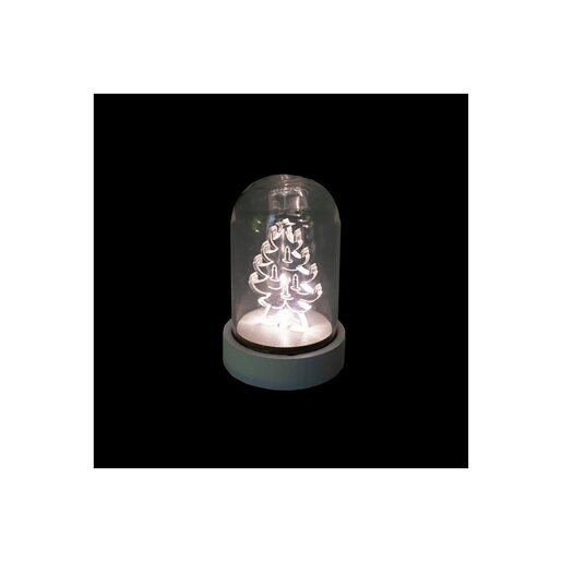DEKORTREND stakleni LED stolni ukras božićno drvce 9 cm, toplo bijela, na baterije