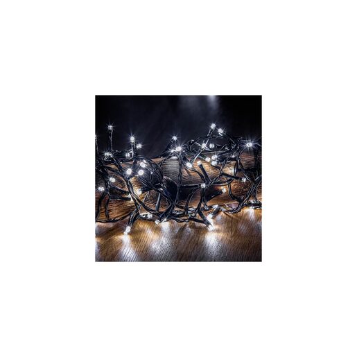 DEKORTREND spojive LED lampice 8 m, 100 LED, hladno bijele, crni kabel