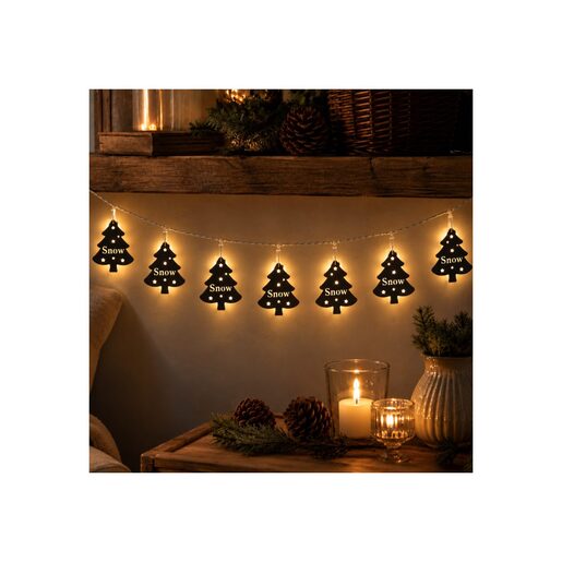 DEKORTREND LED dekorativni niz s metalnim božićnim drvcima, 10 LED, toplo bijela, na baterije