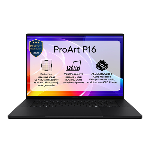ASUS ProArt P16 H7607BA-SE004X, 90NB16A1-M009A0, 16" 4K OLED Touch 120Hz, NVIDIA RTX Spark N1X, 64GB RAM, 1TB SSD, NVIDIA Blackwell RTX, Windows 11 Pro, laptop - s punjačem