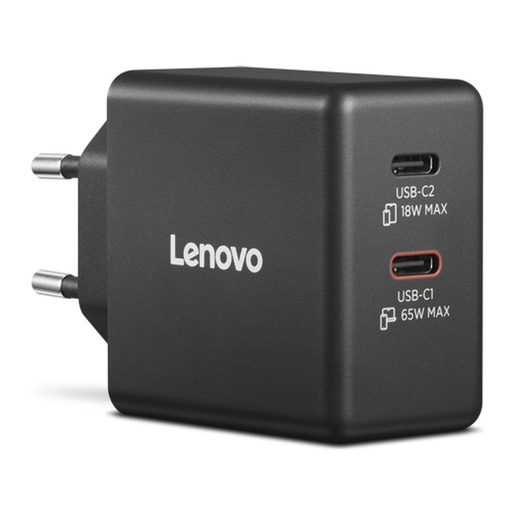Lenovo Dual USB-C 65W GaN punjač, crni (40AW065BEU)