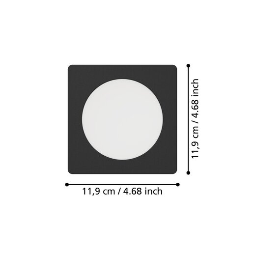 EGLO ugradbena/1, LED-CCT, 6,3 W, 119x119, crna 'FUEVA 6'
