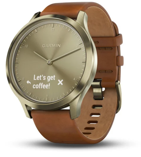 Garmin Vivomove HR Premium S/M, Zlatni sa svijetlosmeđom kožnom narukvicom, hibridni pametni sat RT
