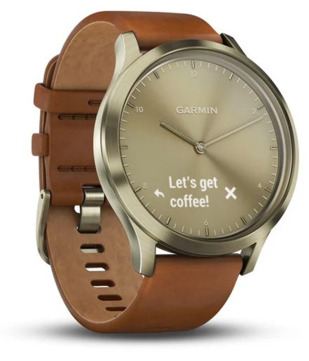 Garmin Vivomove HR Premium S/M, Zlatni sa svijetlosmeđom kožnom narukvicom, hibridni pametni sat RT