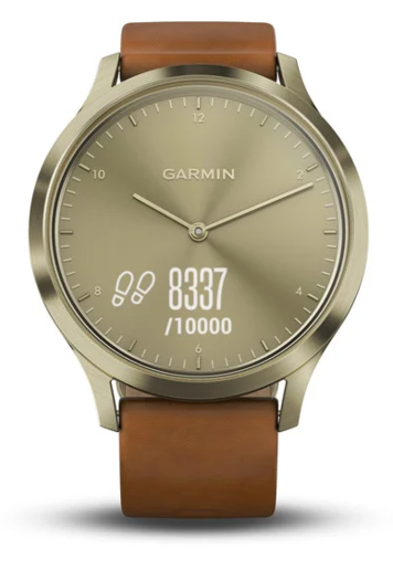 Garmin Vivomove HR Premium S/M, Zlatni sa svijetlosmeđom kožnom narukvicom, hibridni pametni sat RT