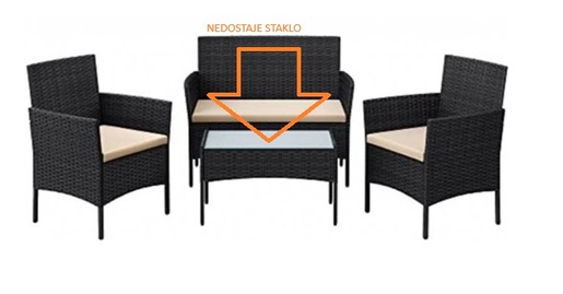 Vrtna garnitura od ratana - sofa, 2 fotelje, stol - crna RO