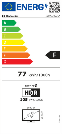 LG 55" UHD AI TV 55UA73003LA, 4K UHD, webOS Smart TV, HDR10 RA