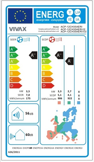 VIVAX COOL inverter klima uređaj ACP-12CH35AERI+ R32 SILVER MIRROR RA