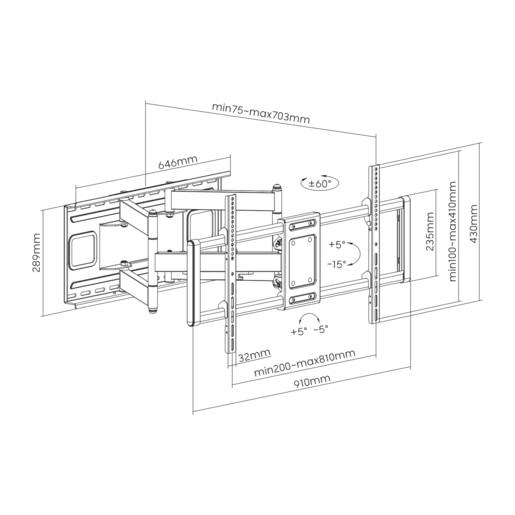 SBOX zidni nosač PLB-7486, 43-100", do 120 kg, 800x400 RA