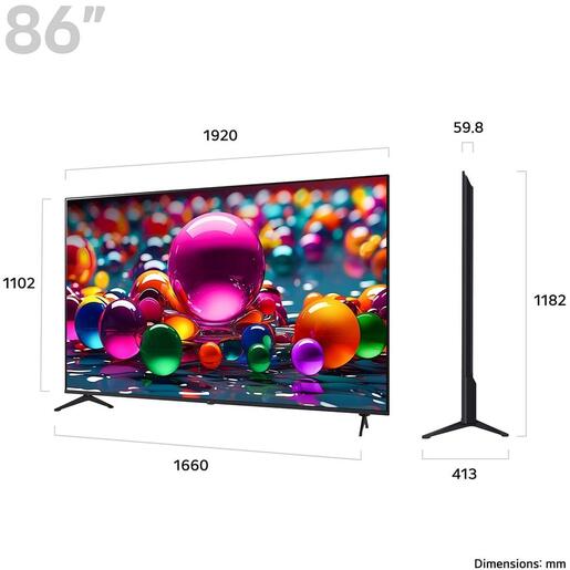 LG 86" UHD AI TV 86UA75006LA, 4K UHD, webOS Smart TV, HDR10 RA
