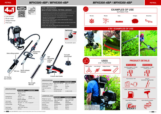 SCHEPPACH 4-u-1 leđni multifunkcionalni trimer – Pro Cut MFH5300-4BP 51,7 ccm / 1,8 KS RO