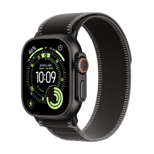 Apple Watch Ultra 3 GPS + Cellular 49mm Black Titanium Case with Black/Charcoal Trail Loop - M/L RA