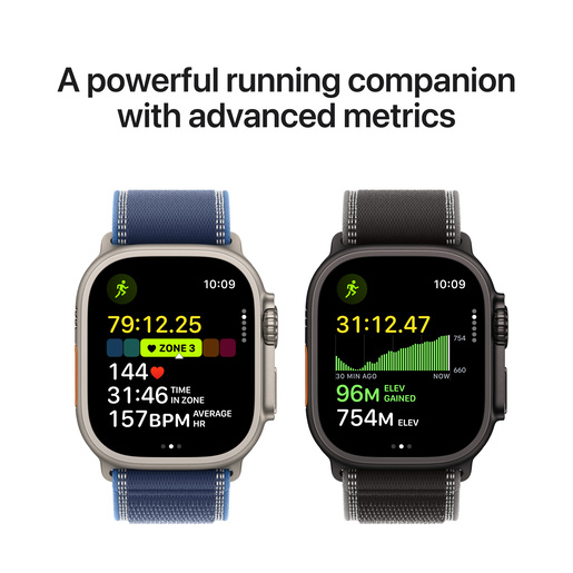 Apple Watch Ultra 3 GPS + Cellular 49mm Black Titanium Case with Black/Charcoal Trail Loop - M/L RA