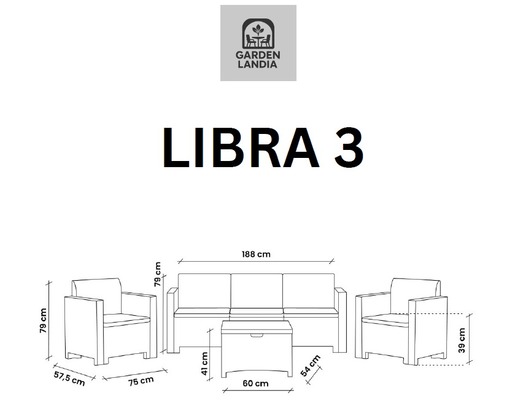 Garden Landia vrtna garnitura LIBRA 3, Antracit RA