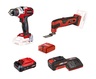 EINHELL set akumulatorska bušilica TE-CD 18 Li E + višenamjenski alat TC-MG 18 Li + Starter Kit 3,0 Ah + 2,6 Ah baterija + USB - Power X-Change