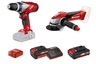 EINHELL set akumulatorska bušilica TE-CD 18 Li + akumulatorska kutna brusilica TE-AG 18/115 Li + USB prijenosni adapter  + 3,0 Ah Starter Kit + 2,0 Ah baterija - Power X-Change