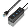 AXAGON USB HUB, 4x USB3.0, MicroUSB Charging, 1.2m (HUE-S2BL)