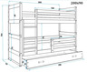 Drveni dječji krevet na kat Rico s ladicom 200*90 cm - sivi