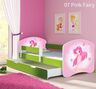 Dječji krevet ACMA s motivom, bočna zelena + ladica   160x80 07 Pink Fairy