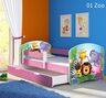Dječji krevet ACMA s motivom, bočna roza + ladica   180x80 01 Zoo