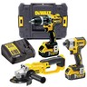 DEWALT akumulatorski set alata DCK383P2T XR 18V, bušilica DCD796 + kutna brusilica DCG412+ udarni odvijač DCF887 + 2x 5,0 Ah baterije + brzi XR punjač + TSTAK kofer -