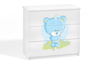 Dječja komoda - plavi medvjed - bijela