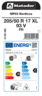 Matador 205/50R17 93V XL FR MP93 Nordicca TL, Pot: D, Pri: C, Buka: 72 dB