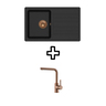 Set Notus SQ101W sudoper + Zora PVD slavina, Black metallic/Bakar