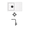 Set Notus SQ101W sudoper + Zora PVD slavina,  Alba/Grafit