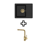 Set Notus SQ102W sudoper + Zora PVD slavina, Black metallic/Zlato