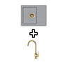 Set Notus SQ102W sudoper + Vida PVD slavina, Alumetallic/Zlato