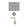 Set Notus SQ102W sudoper + Zora PVD slavina, Alumetallic/Zlato