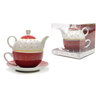 Set čajnik sa šalicom, crveno/bijeli 240 ml