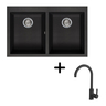 Elleci Quadra 350 sudoper + slavina C01 Nero