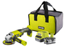 RYOBI akumulatorska kutna brusilica R18AG-140S - 18V ONE+, 115mm,  1 x akumulator 4,0Ah, punjač, brusna ploča, meka torba