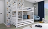 Drveni dječji krevet na kat Seweryn s tri kreveta i ladicom, 160 x 80 cm, bijeli