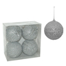 Božićne kuglice, srebrne, 10 cm