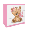 Dječja komoda medo s cvijećem, roza