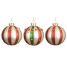 Staklene kuglice 8cm, 3kom, bijela/crvena/zelena