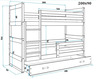 Drveni dječji krevet na kat Rico s ladicom - sivi - bijeli - 200x90 cm