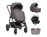 Kikka Boo kolica 3u1 Modena + košara + autosjedalica, Dark Grey