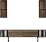 Komoda za TV, Chrome Line - Walnut, Black